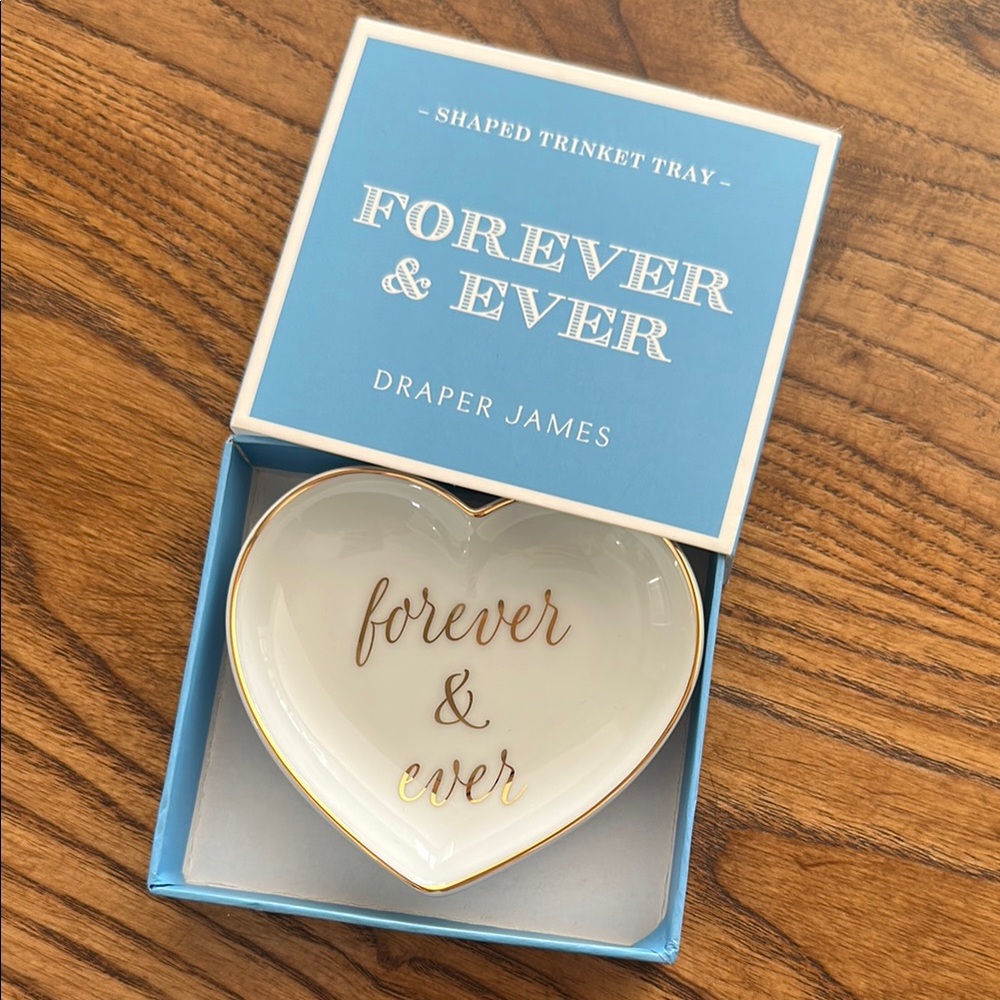 Draper James Heart Trinket Tray - White and Gold